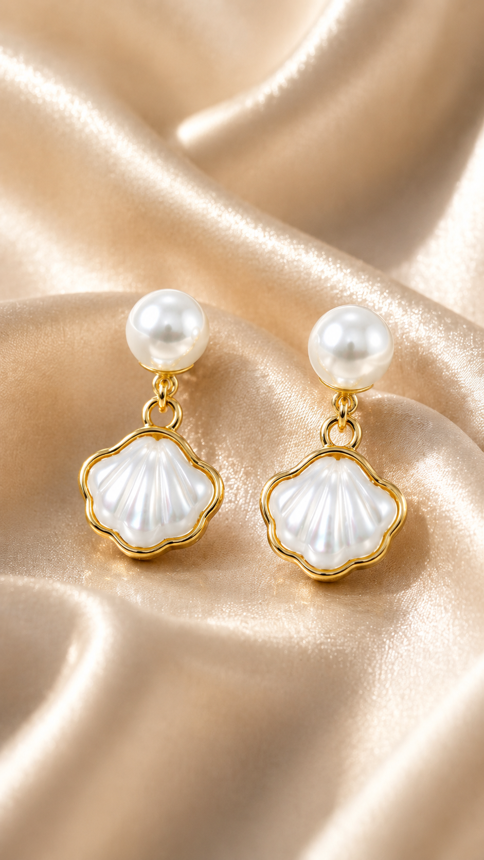 Pearl Seashell Drop Earrings