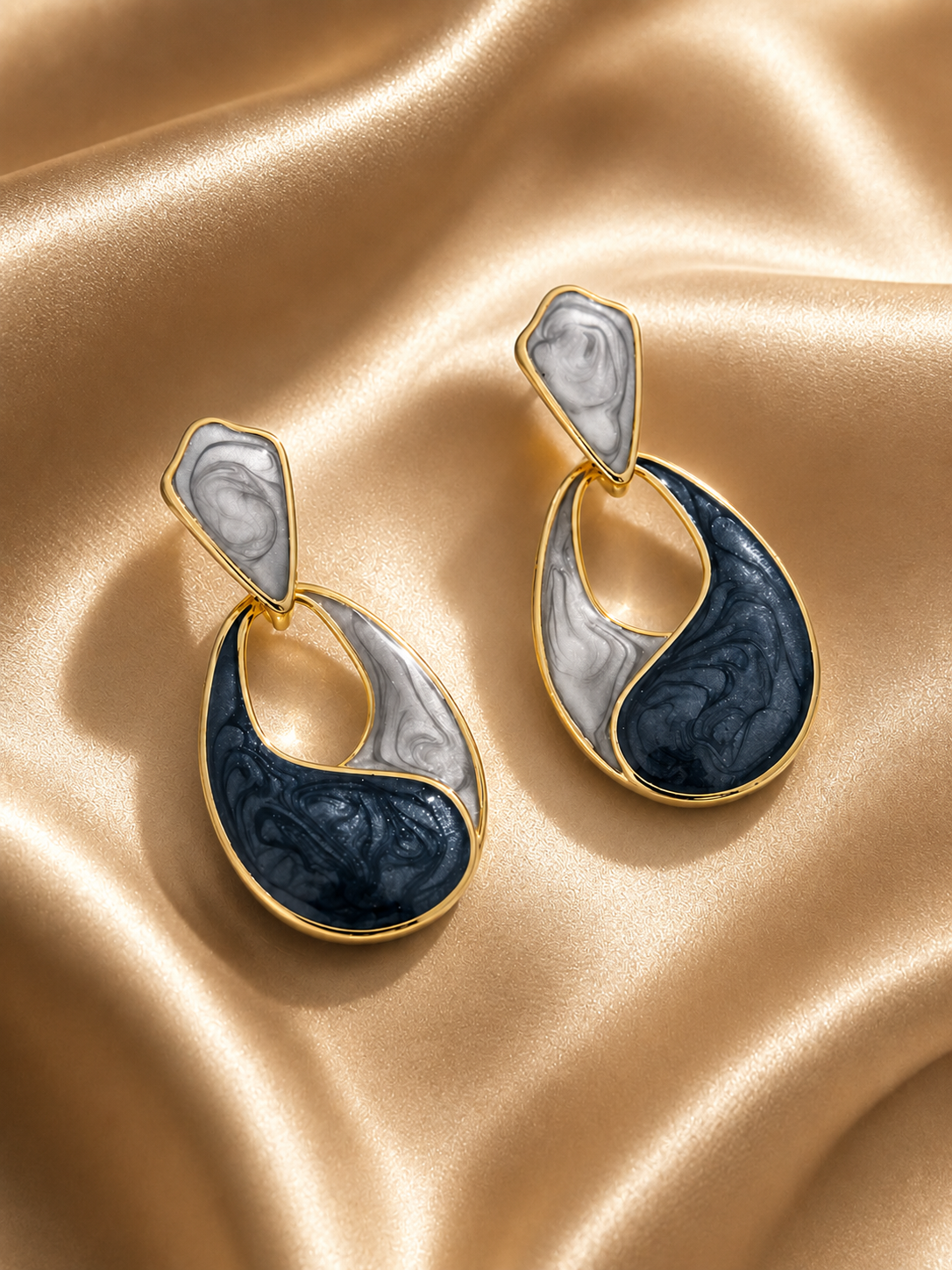 Marble Teardrop Statement Earrings