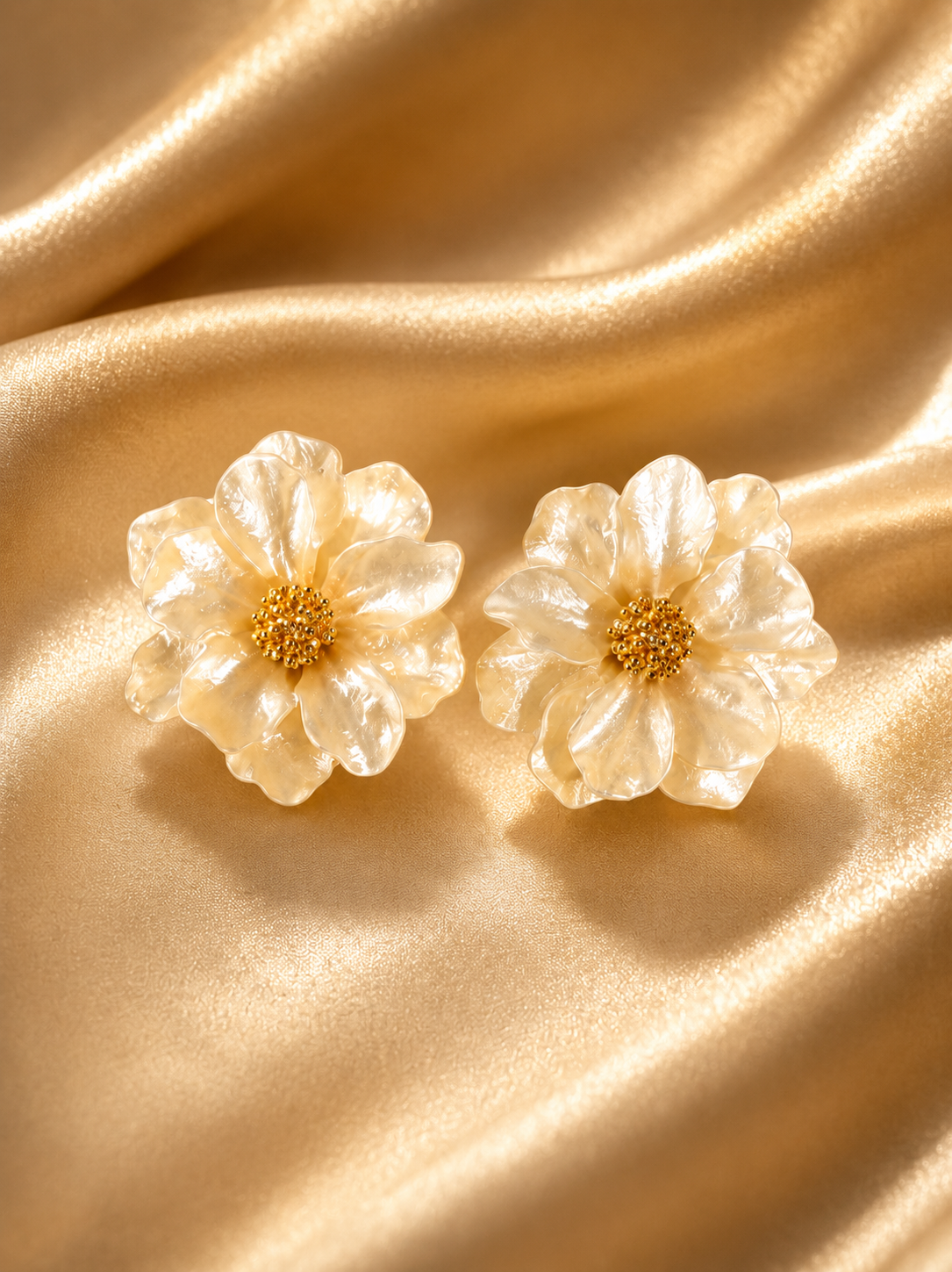 Mother of Pearl Flower Stud Earrings
