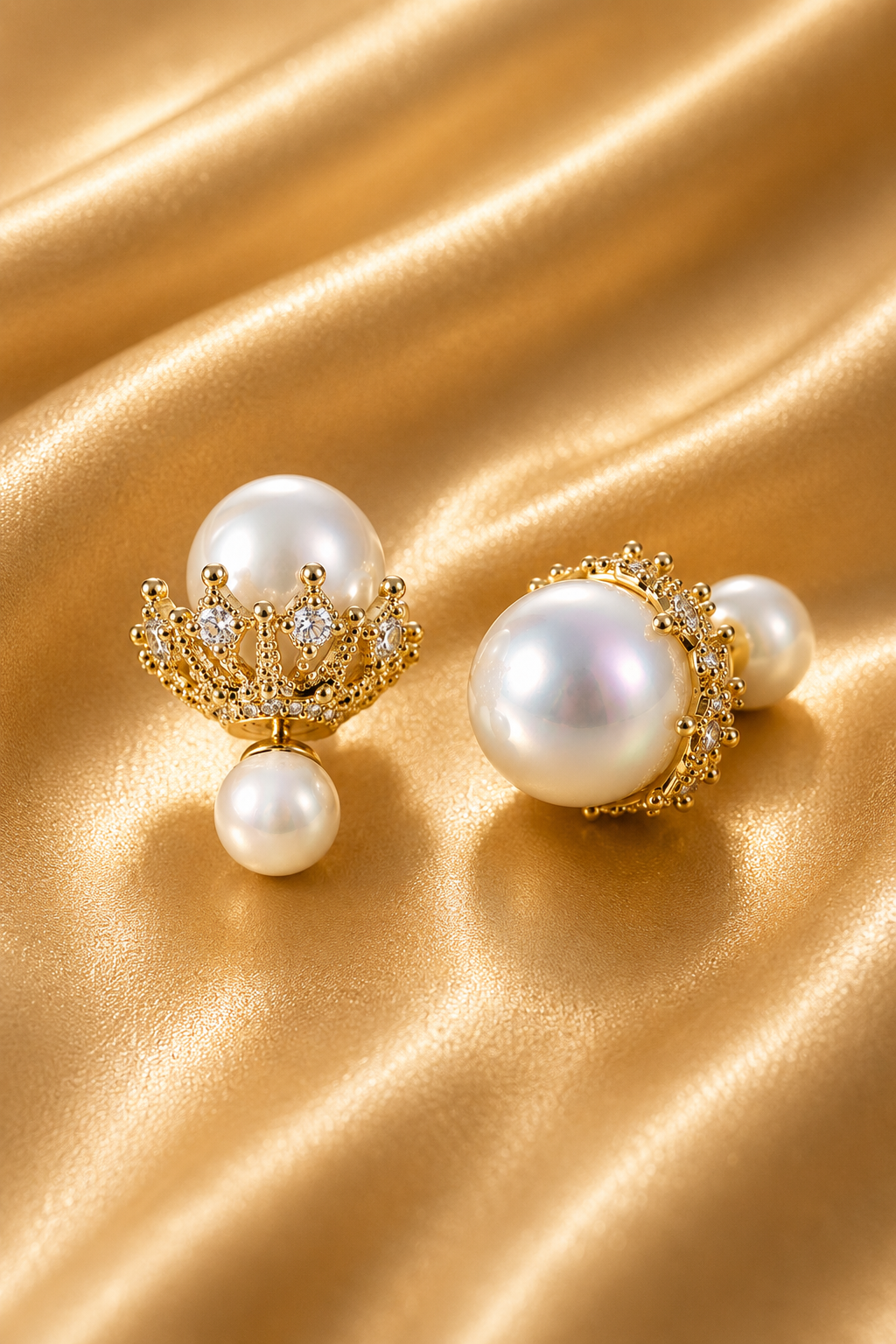 Crown Pearl Stud Earrings