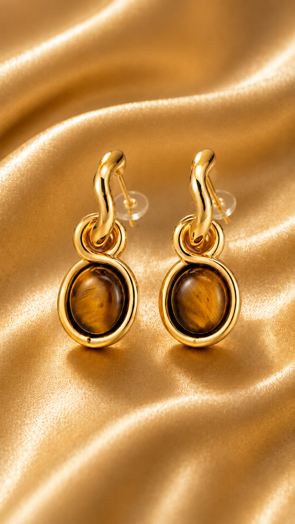 Tiger Eye Twist Drop Earrings