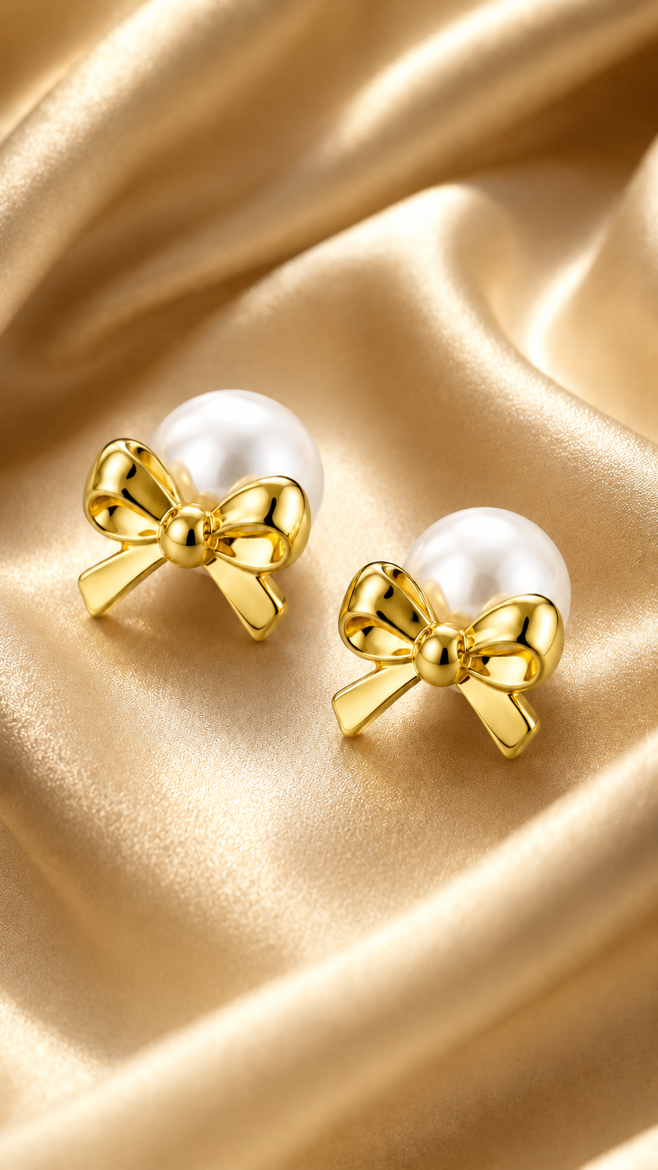 Pearl Bow Stud Earrings