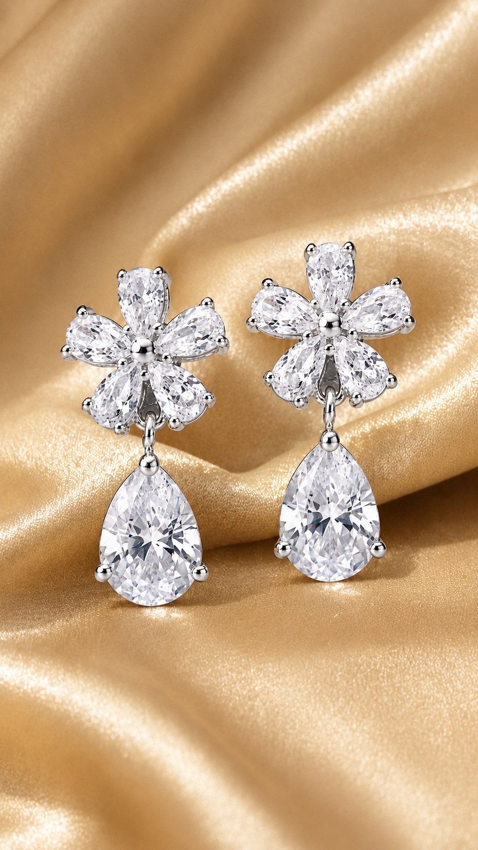 Diamond Bloom Drop Earrings