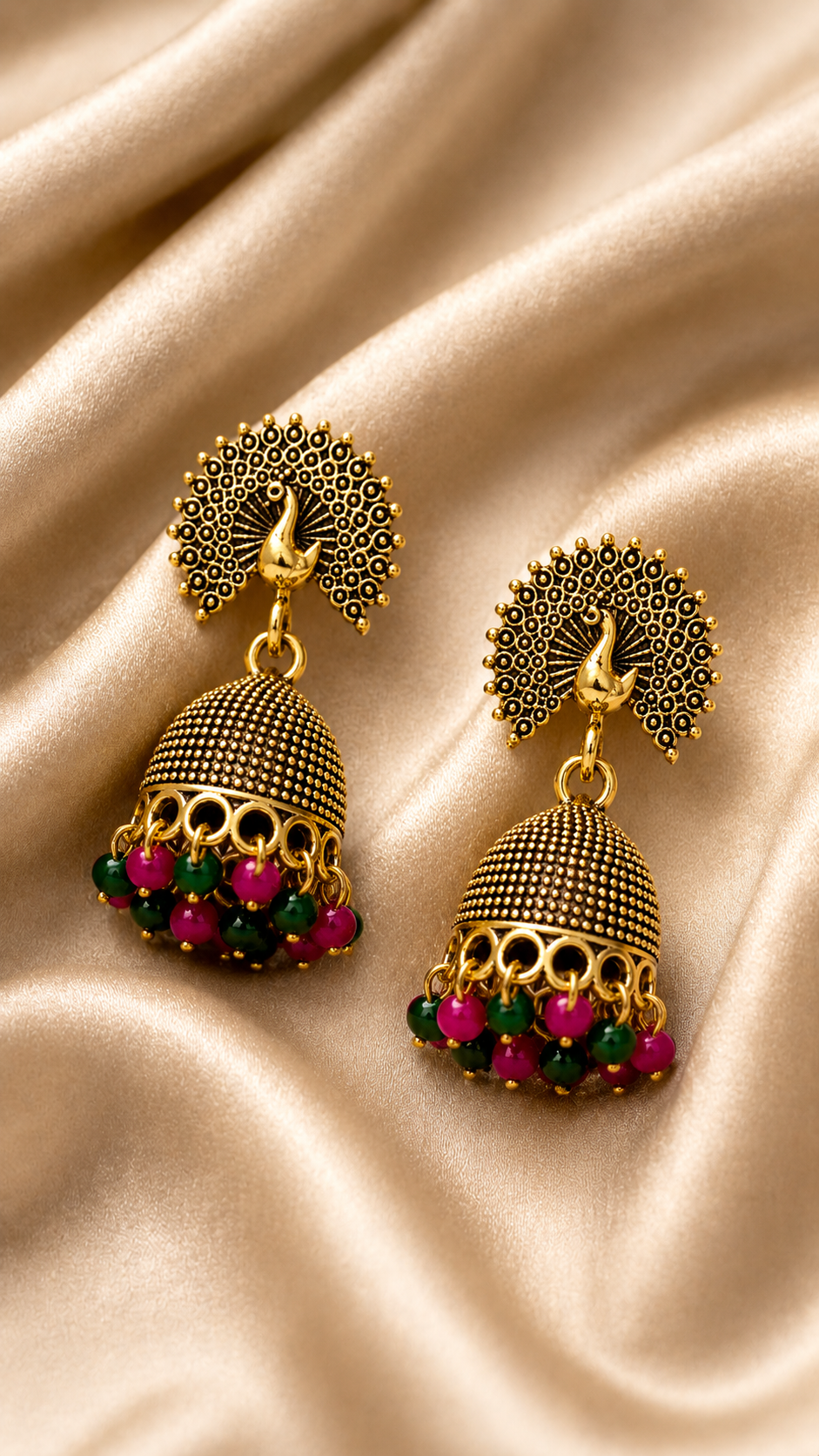 Mayura Bead Jhumka Earrings