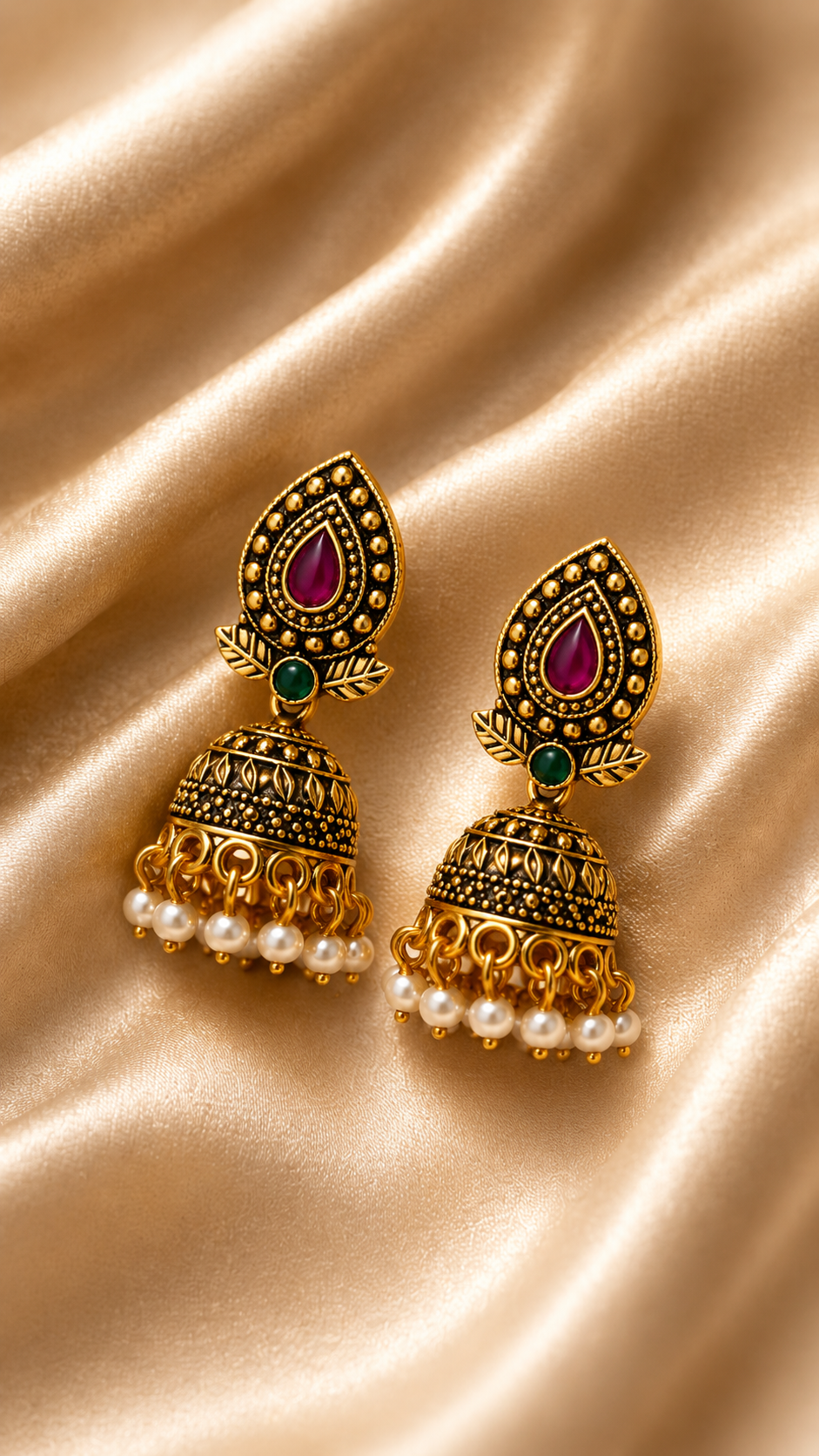 Heritage Ruby Pearl Jhumka Earrings
