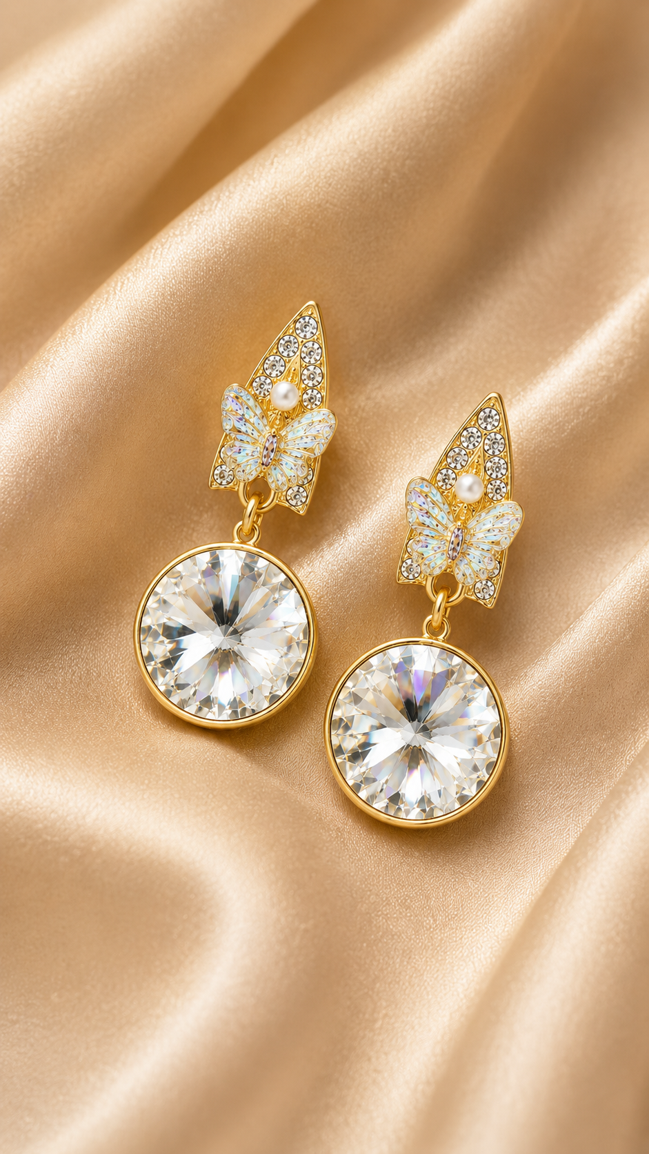 Crystal Flutter Statement Drop Earrings
