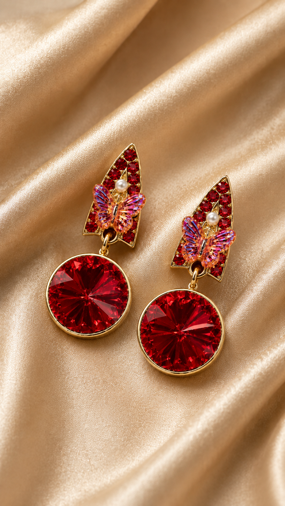 Ruby Flutter Statement Drop Earrings