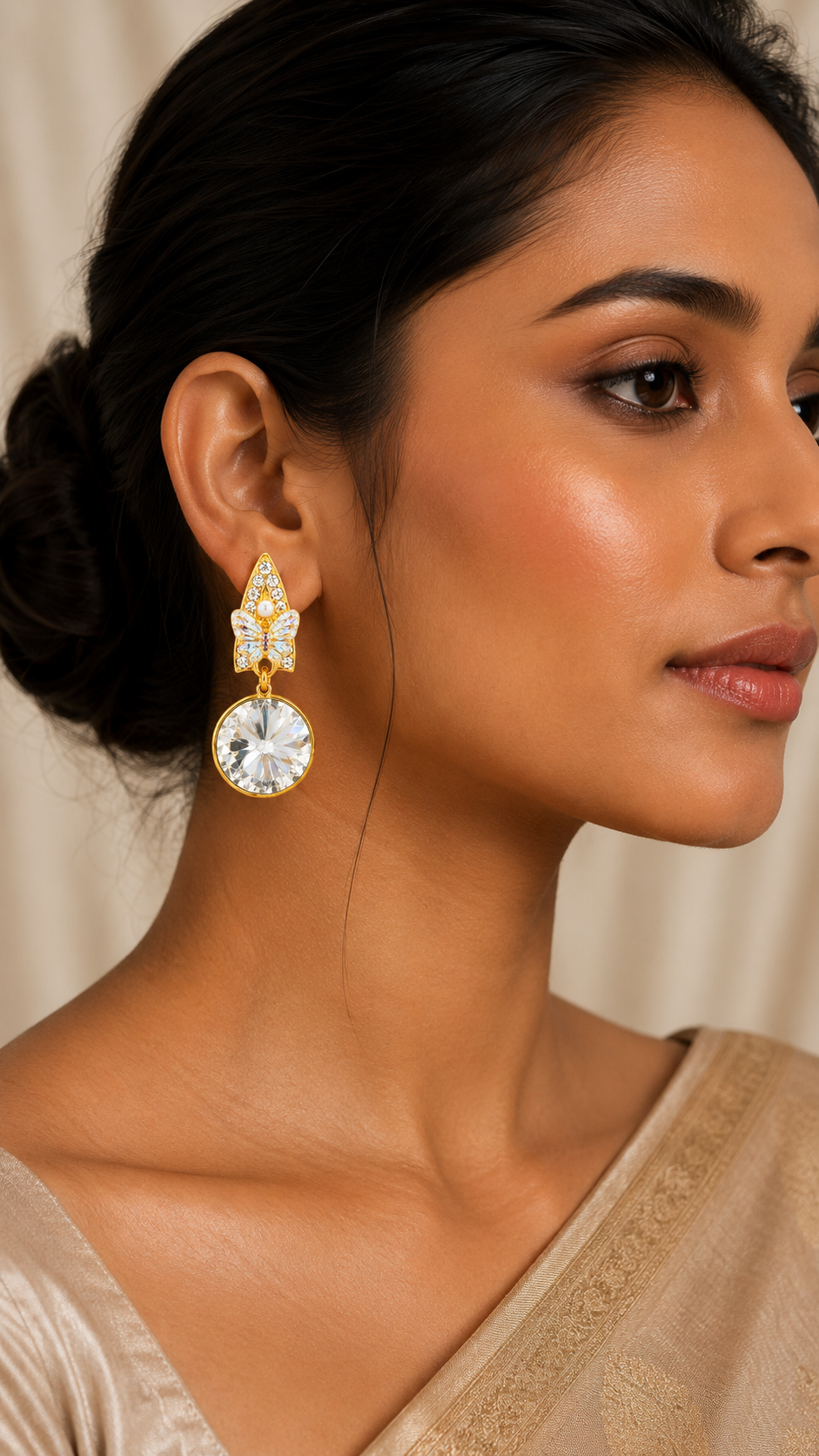 Crystal Flutter Statement Drop Earrings