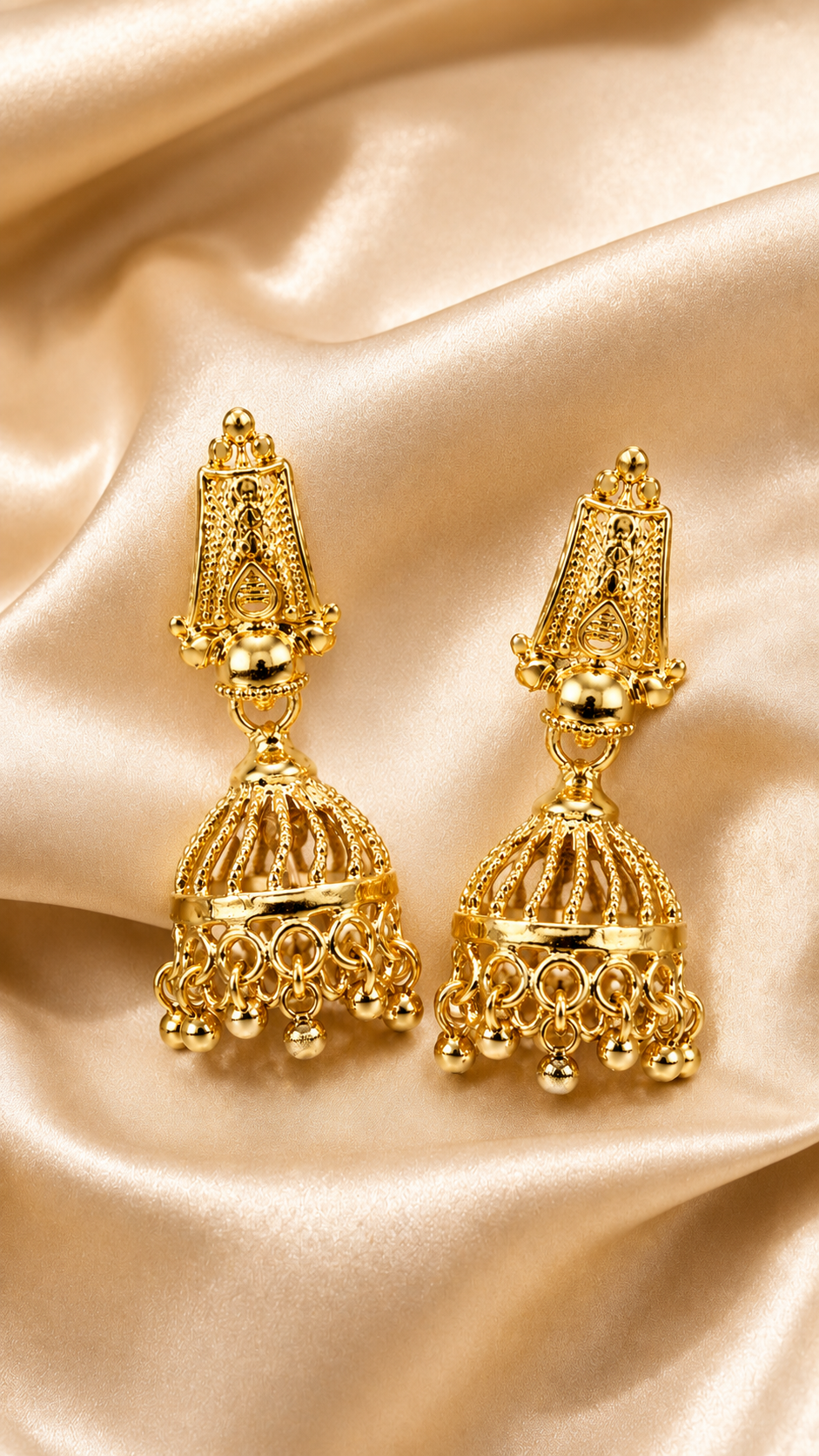Royal Gold Filigree Jhumka Earrings