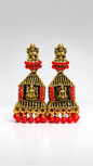 Lakshmi Antique Ruby Cage Jhumkas