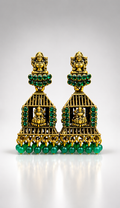 Lakshmi Antique Emerald Cage Jhumkas