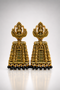 Sri Mahalakshmi Black Bead Temple Jhumkas