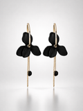 Onyx Blossom Asymmetric Chain Hoop Earrings