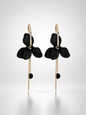 Onyx Blossom Asymmetric Chain Hoop Earrings