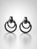 Interlocking Gunmetal Multi-Ring Drop Earrings