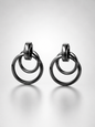 Interlocking Gunmetal Multi-Ring Drop Earrings