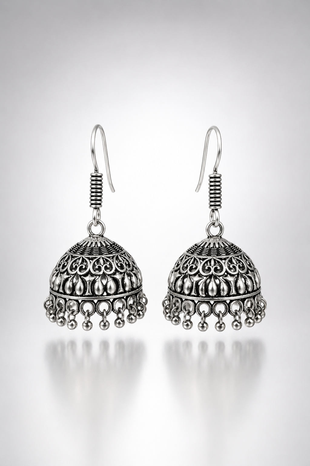 Noor Oxidized Dome Jhumka Earrings