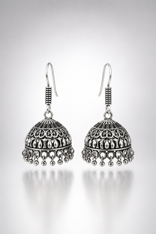Noor Oxidized Dome Jhumka Earrings