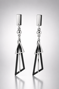 Geometric Minimalist Silver & Black Dangle Earrings