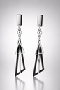 Geometric Minimalist Silver & Black Dangle Earrings