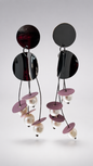 Abstract Mauve & Pearl Dangle Earring
