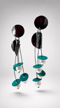 Abstract Teal & Pearl Dangle Earrings