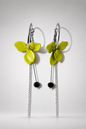 Lime Blossom Asymmetric Chain Earrings