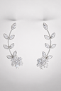 Crystal Blossom Silver-Toned Ear Crawlers