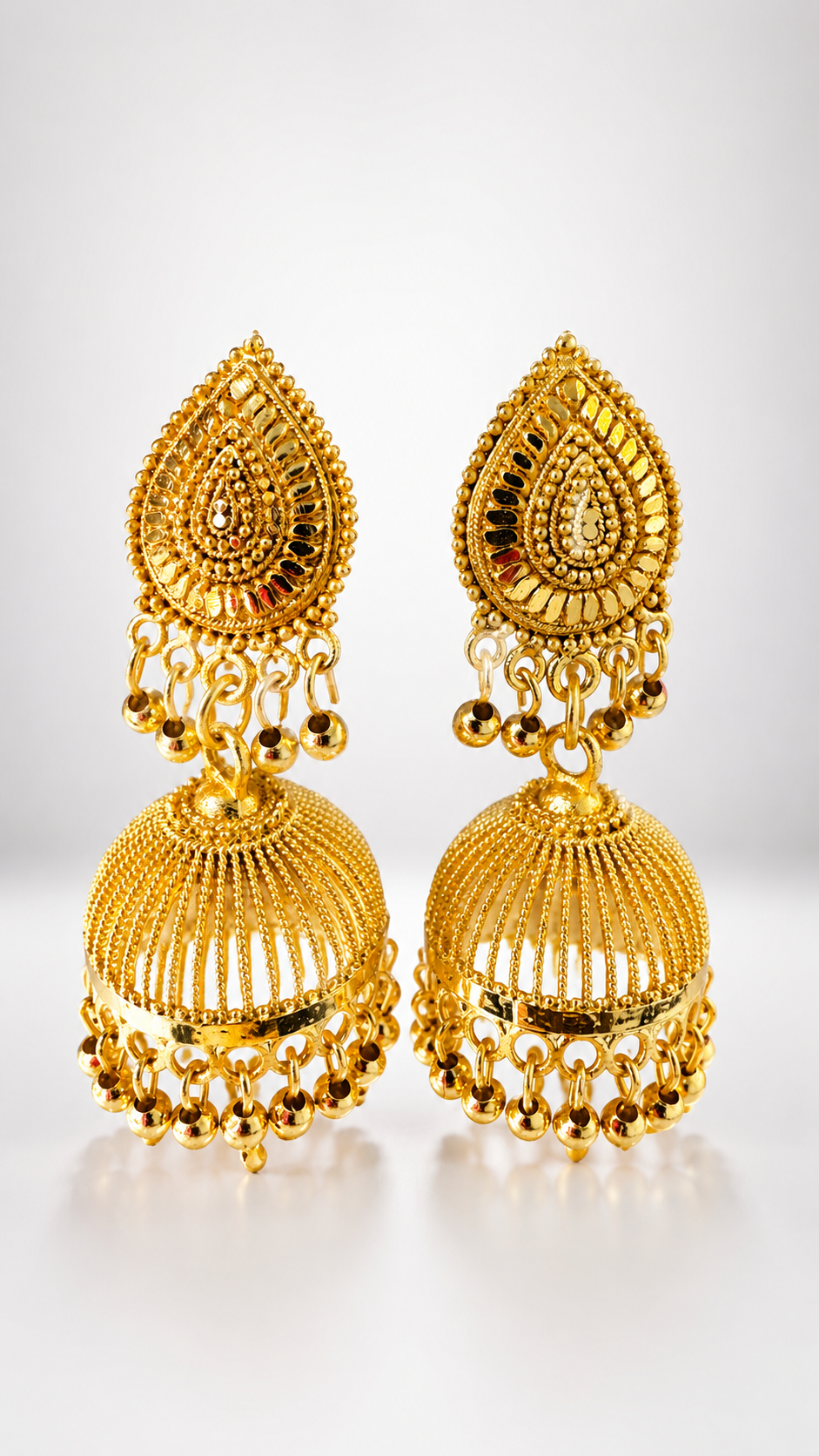 Royal Gold-Toned Beaded Jhumkas