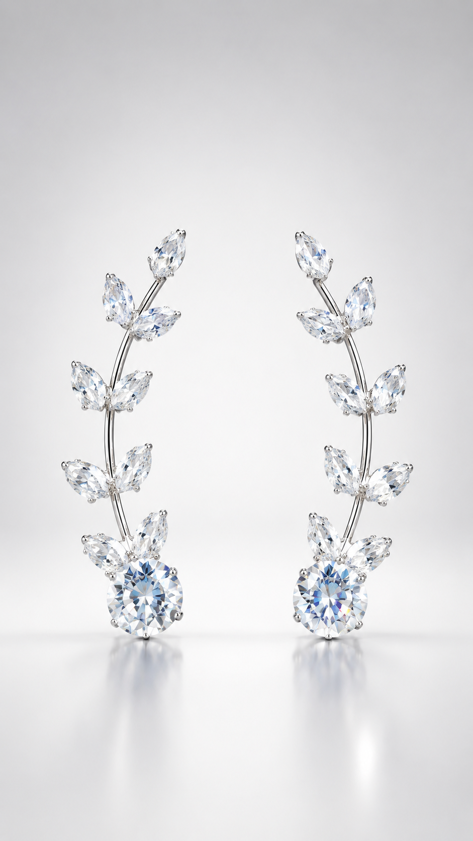 Crystal Vine Silver-Toned Ear Crawlers