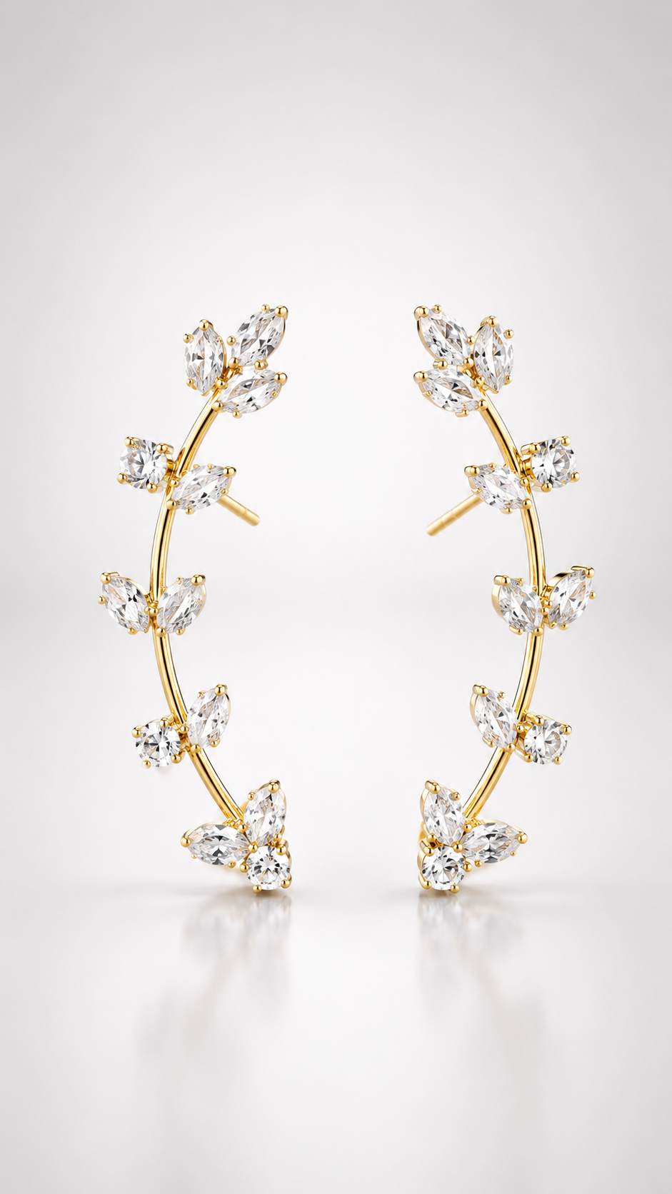 Crystal Vine Gold-Toned Ear Crawlers