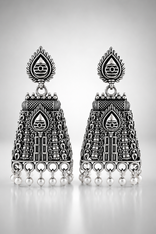 Muruga Oxidized Temple Jhumkas