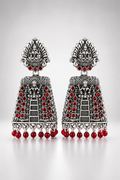 Lakshmi Oxidized Ruby Temple Jhumkas