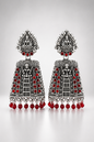 Lakshmi Oxidized Ruby Temple Jhumkas