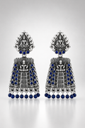 Lakshmi Oxidized Sapphire Temple Jhumka