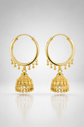 Classic Gold-Plated Jhumka Hoop Earrings