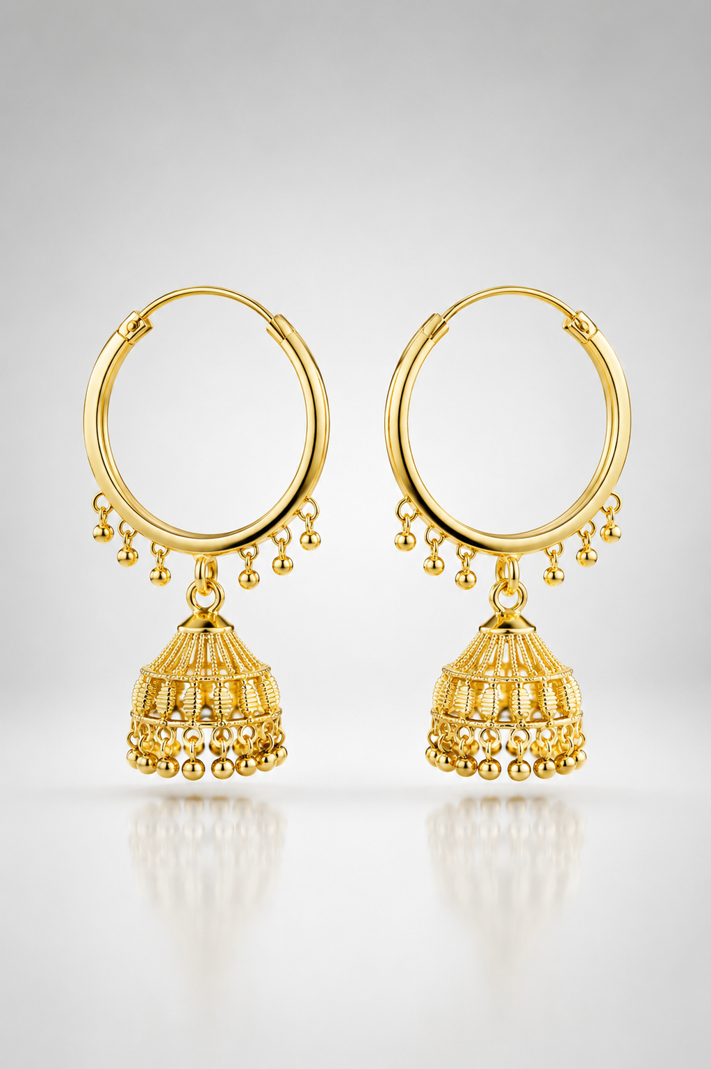 Classic Gold-Plated Jhumka Hoop Earrings