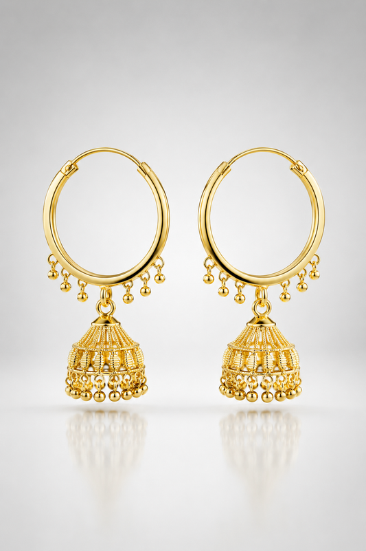 Classic Gold-Plated Jhumka Hoop Earrings