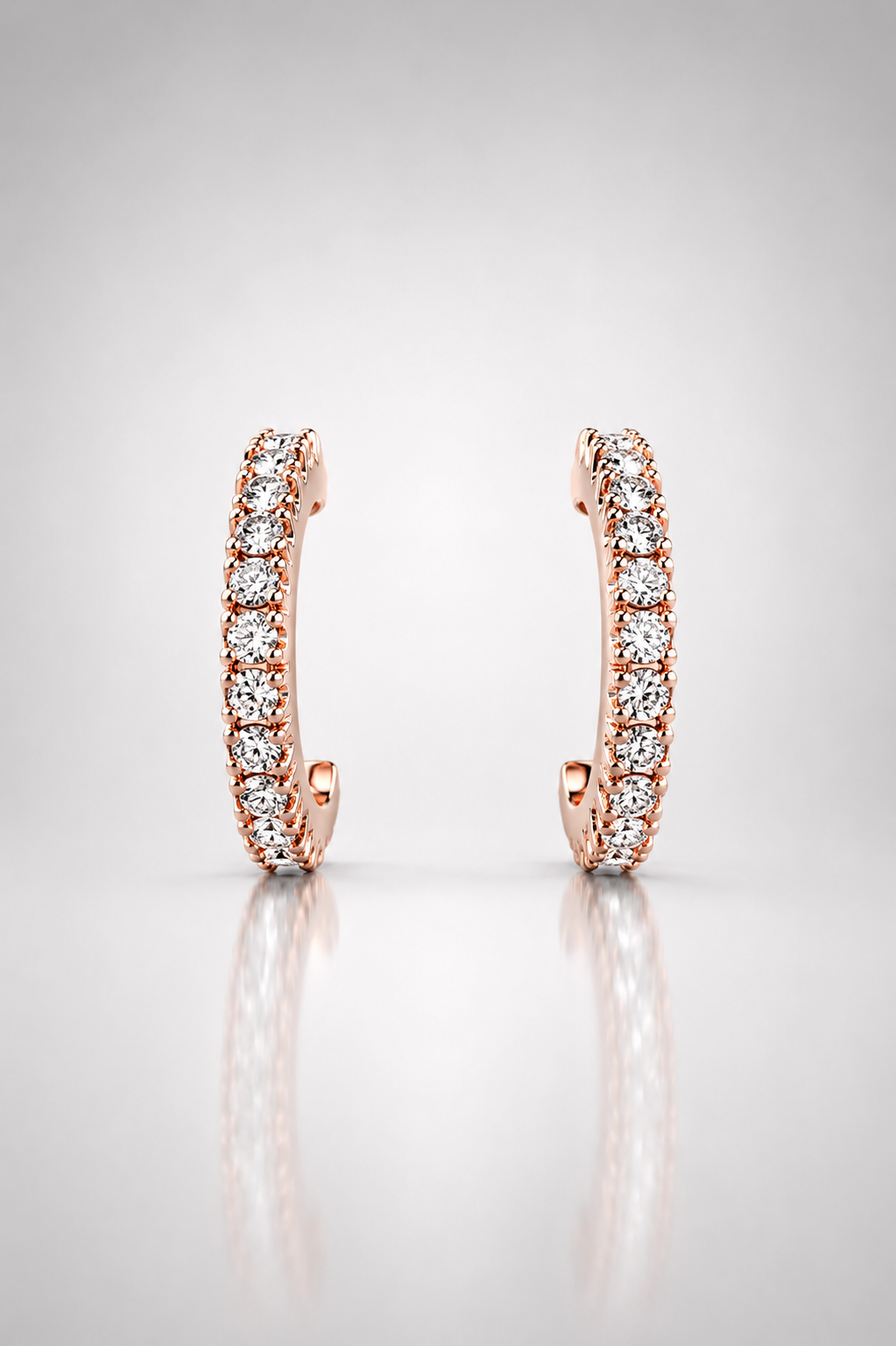 Crystal Eternity Rose Gold-Toned Huggie Hoop Earrings