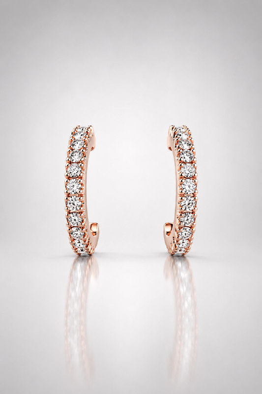 Crystal Eternity Rose Gold-Toned Huggie Hoop Earrings