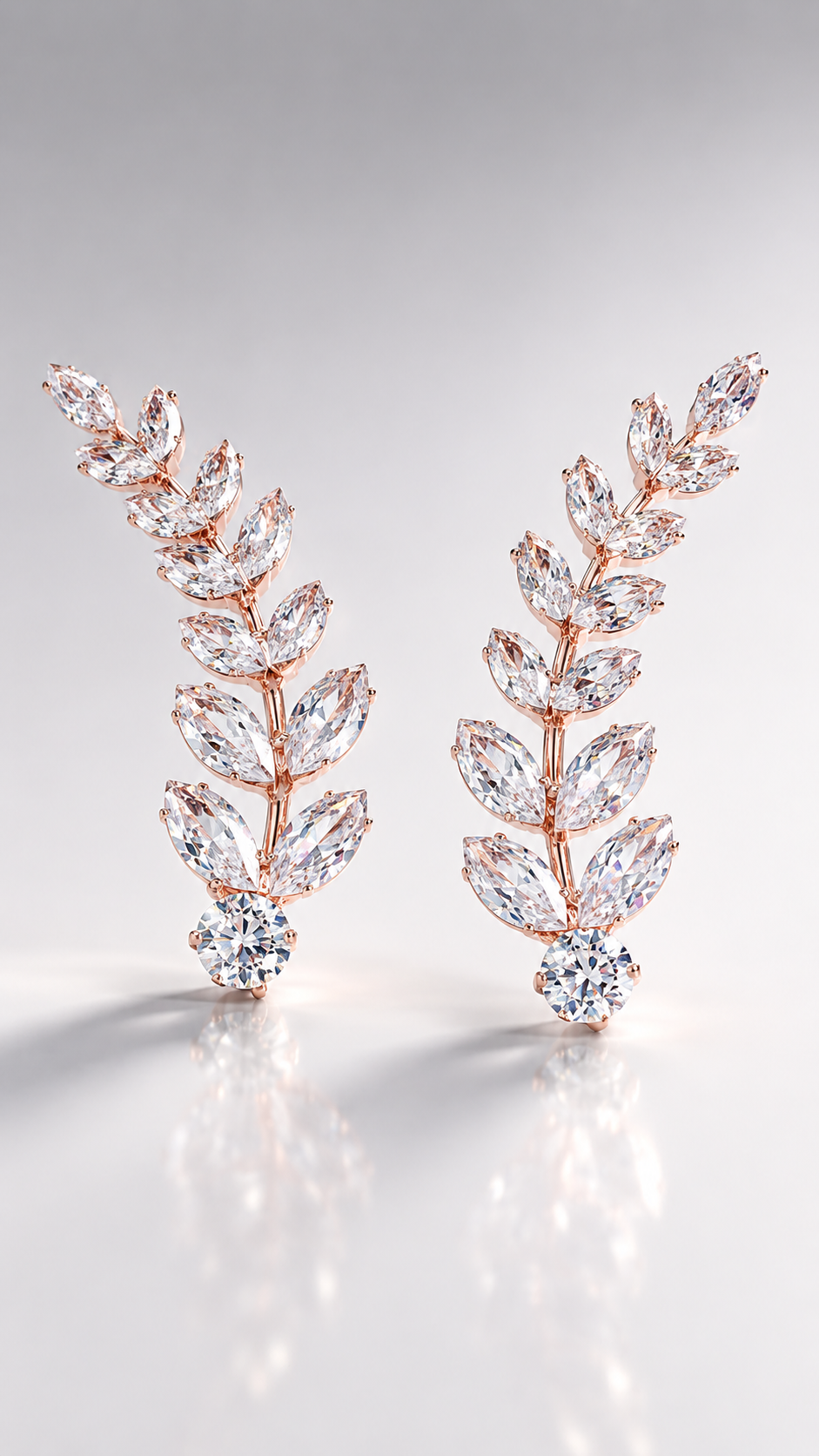 Crystal Laurel Rose Gold-Toned Ear Crawlers