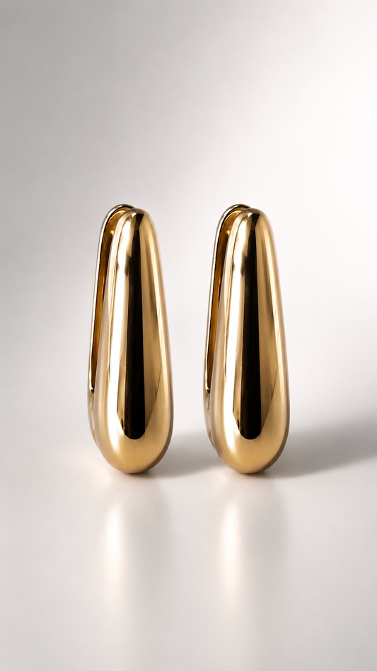 Minimalist Elongated Teardrop Hoop Earrings