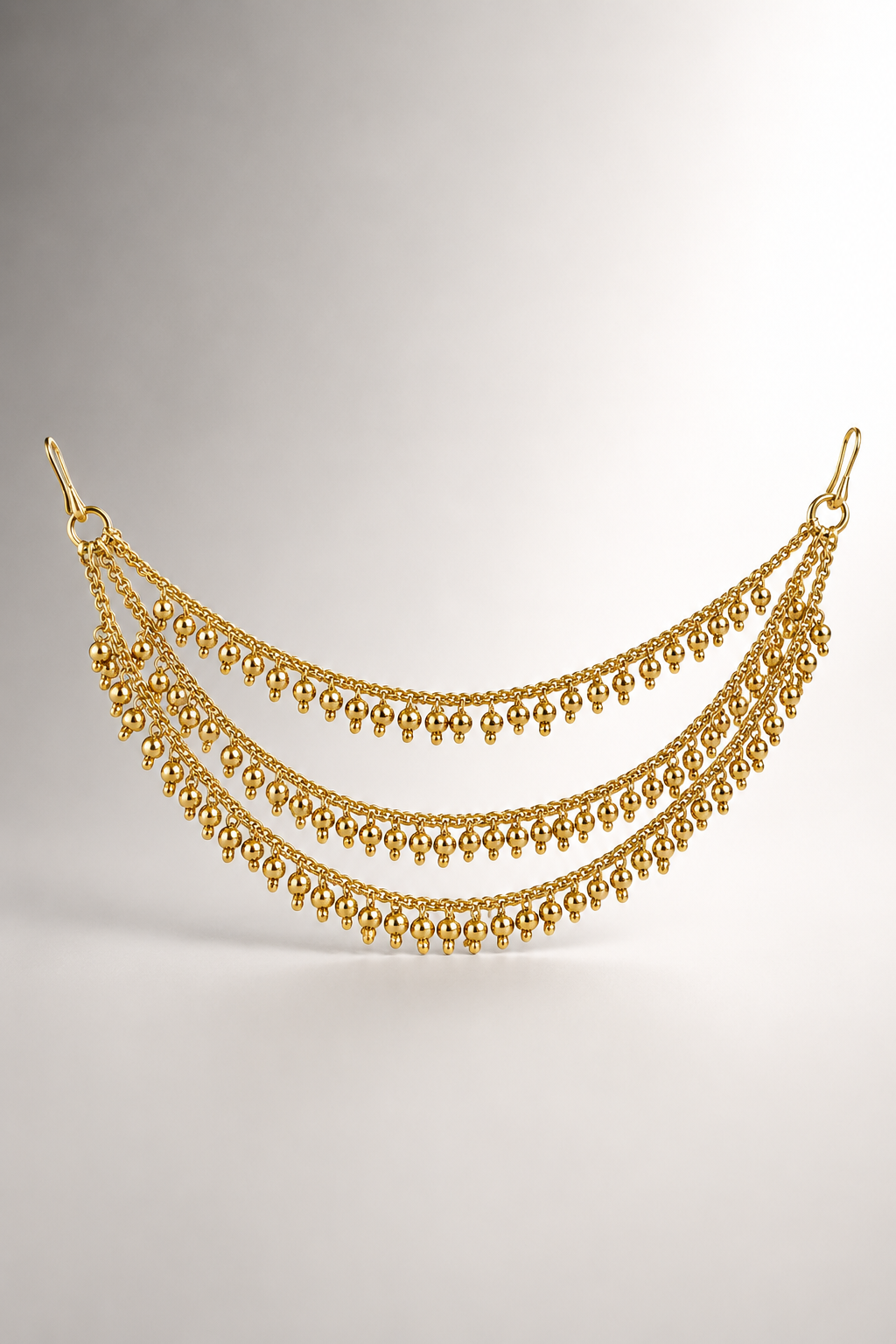 Golden Beaded Three-Tiered Sahara Ear Chain