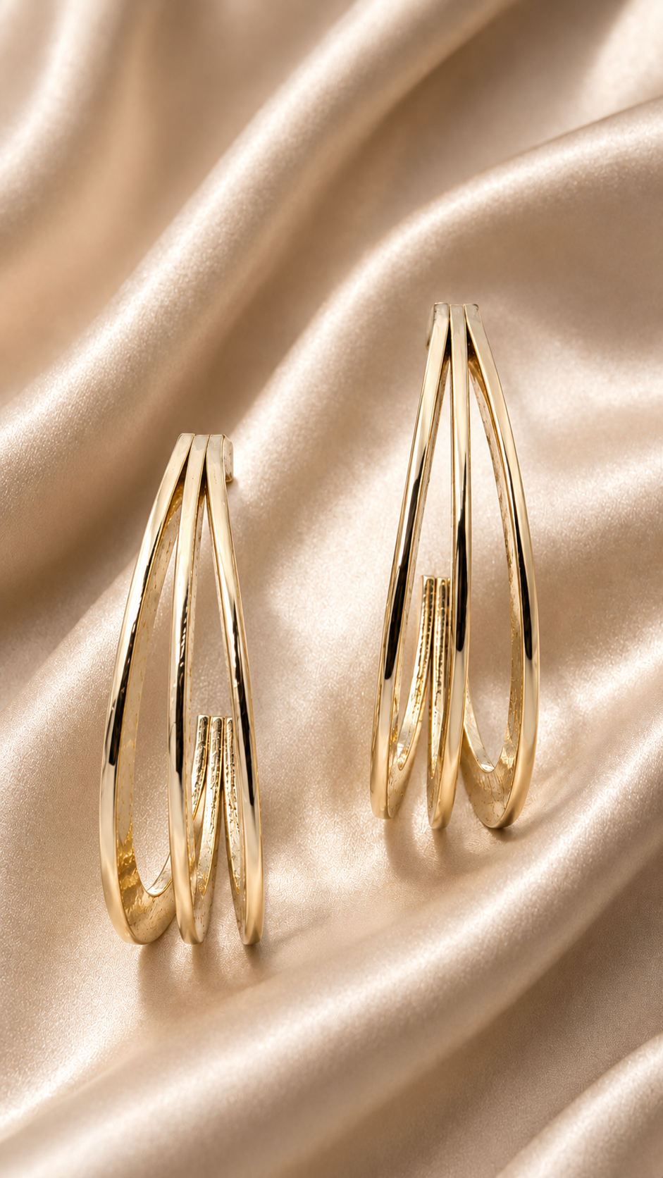 Minimalist Triple Hoop Gold-Toned Earrings