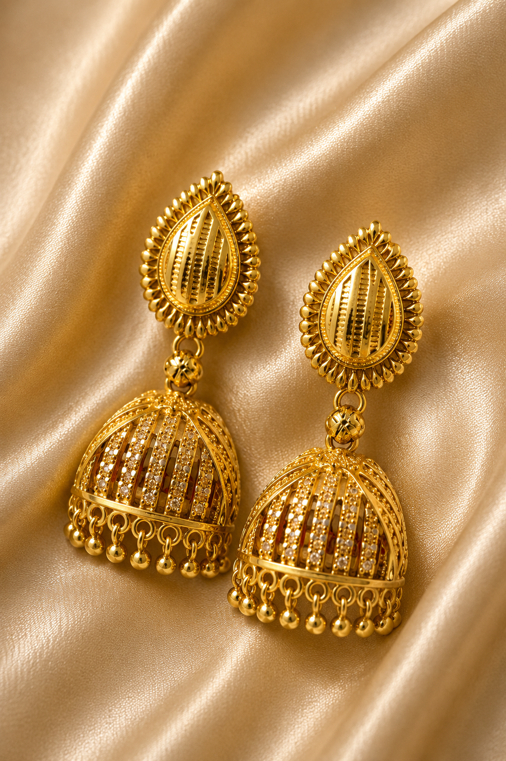 Classic Gold-Toned Filigree Jhumkas