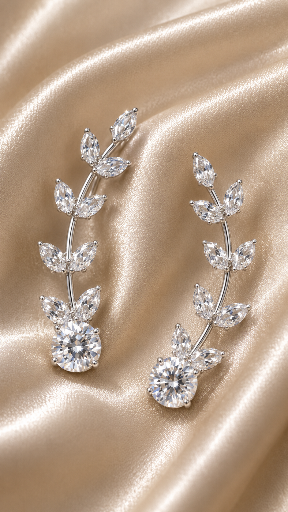 Crystal Vine Gold-Toned Ear Crawlers