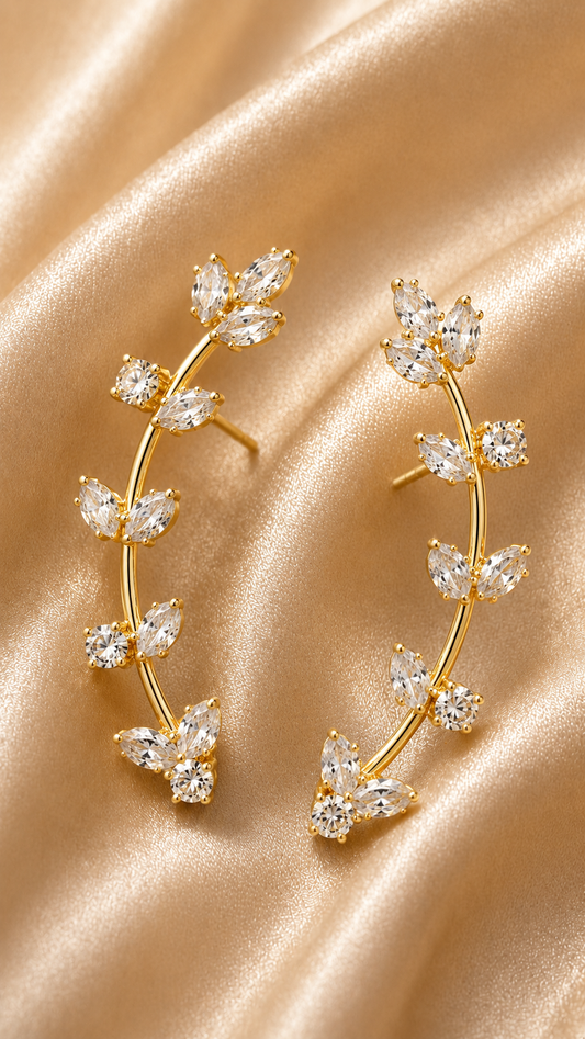 Crystal Vine Gold-Toned Ear Crawlers
