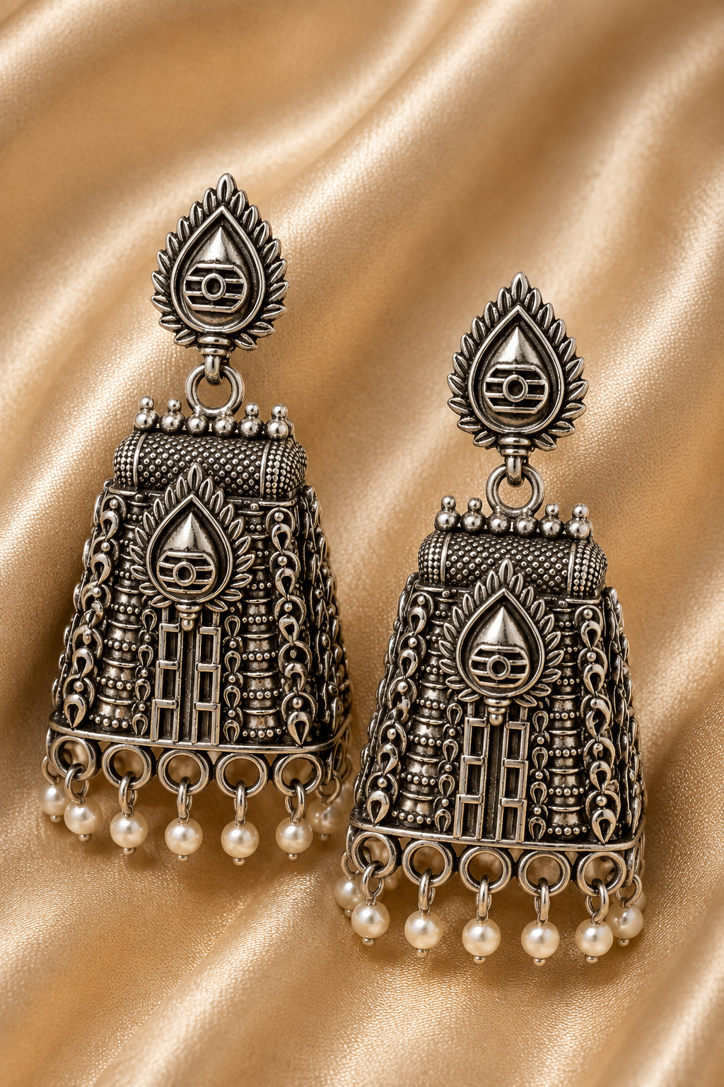 Muruga Oxidized Temple Jhumkas