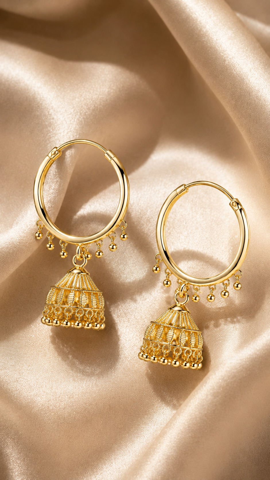 Classic Gold-Plated Jhumka Hoop Earrings