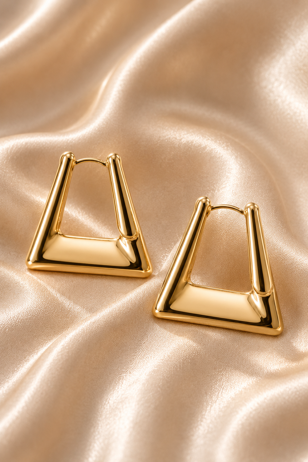 Minimalist Sculptural Trapezoid Hoop Earrings